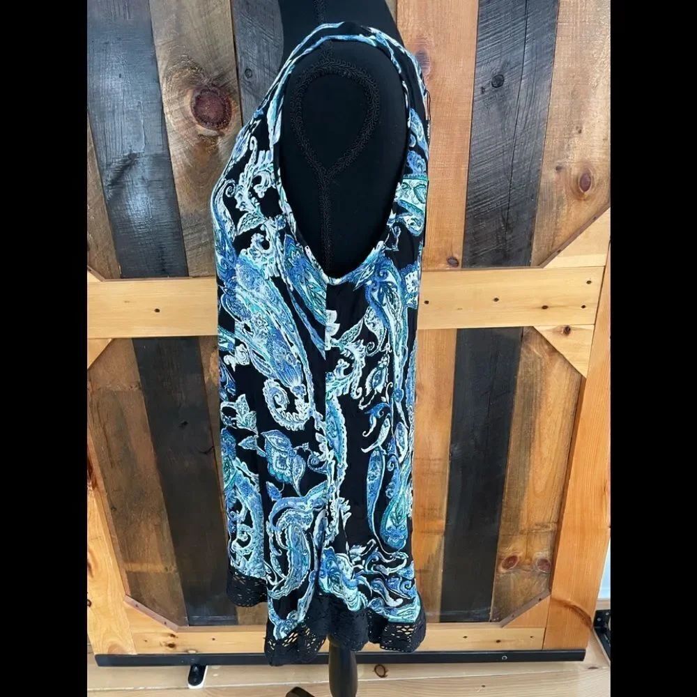 New with tags Papa Fashions paisley sleeveless lined tunic/dress with lace, XL - Picture 4 of 7